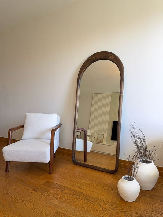 Lyska - Specchio ovale in legno 180x80 cm