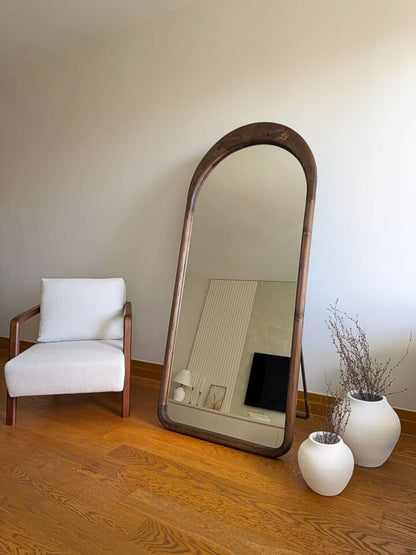 Lyska - Specchio ovale in legno 180x80 cm