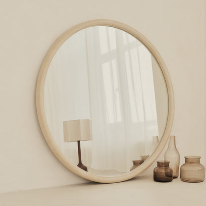 Amora - Grande specchio da parete rotondo in cemento 100 cm x 100 cm