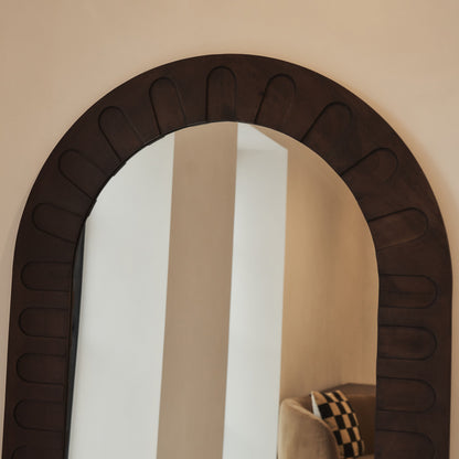Valor - Specchio ad Arco Premium Grande in Legno Scuro 190cm x 110cm