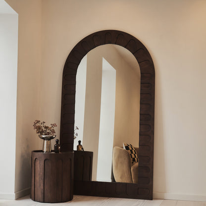 Valor - Specchio ad Arco Premium Grande in Legno Scuro 190cm x 110cm