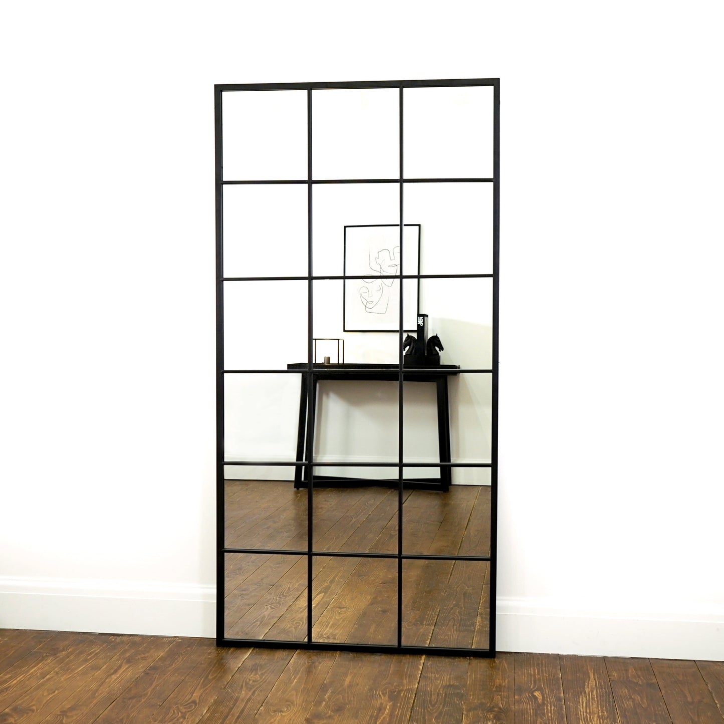 Brooklyn - Grande specchio a figura intera in metallo nero 180 cm x 90 cm