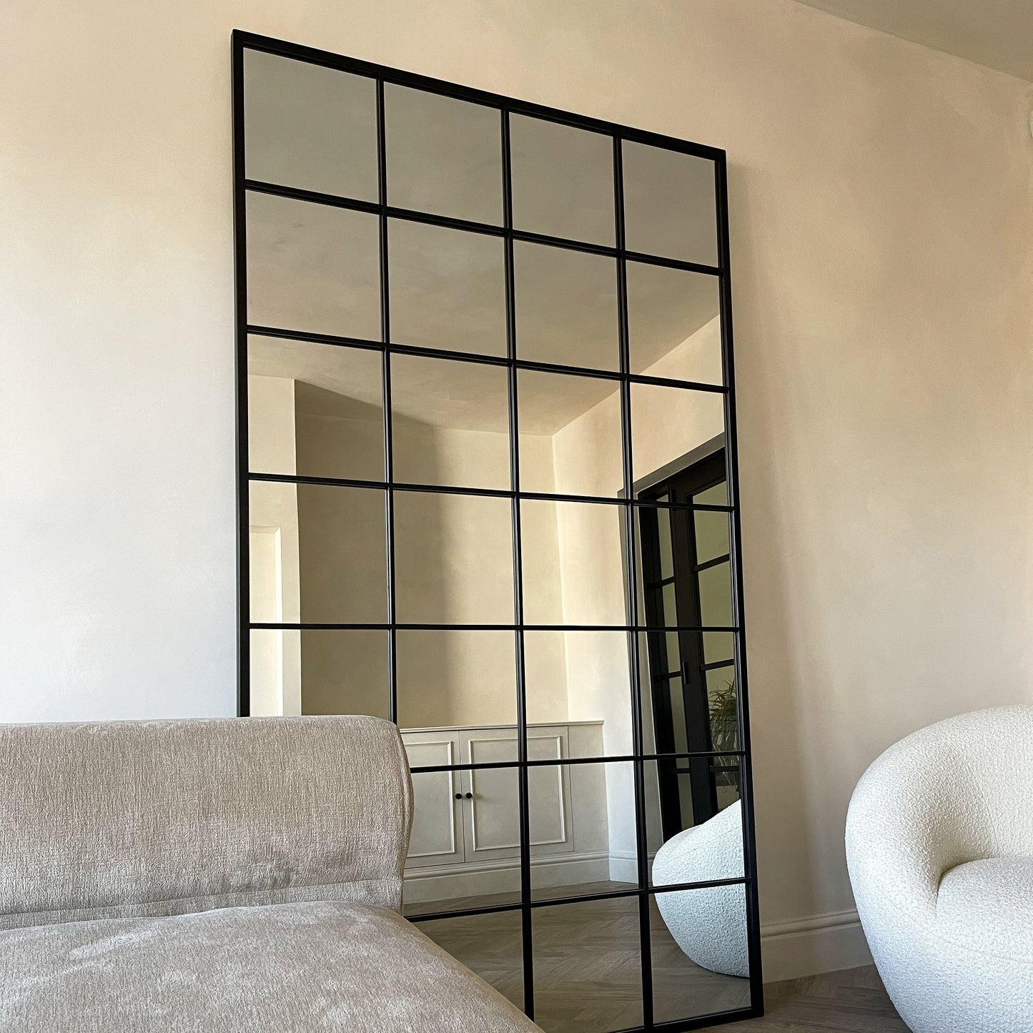 Brooklyn - Grande specchio a figura intera in metallo nero 210 cm x 120 cm