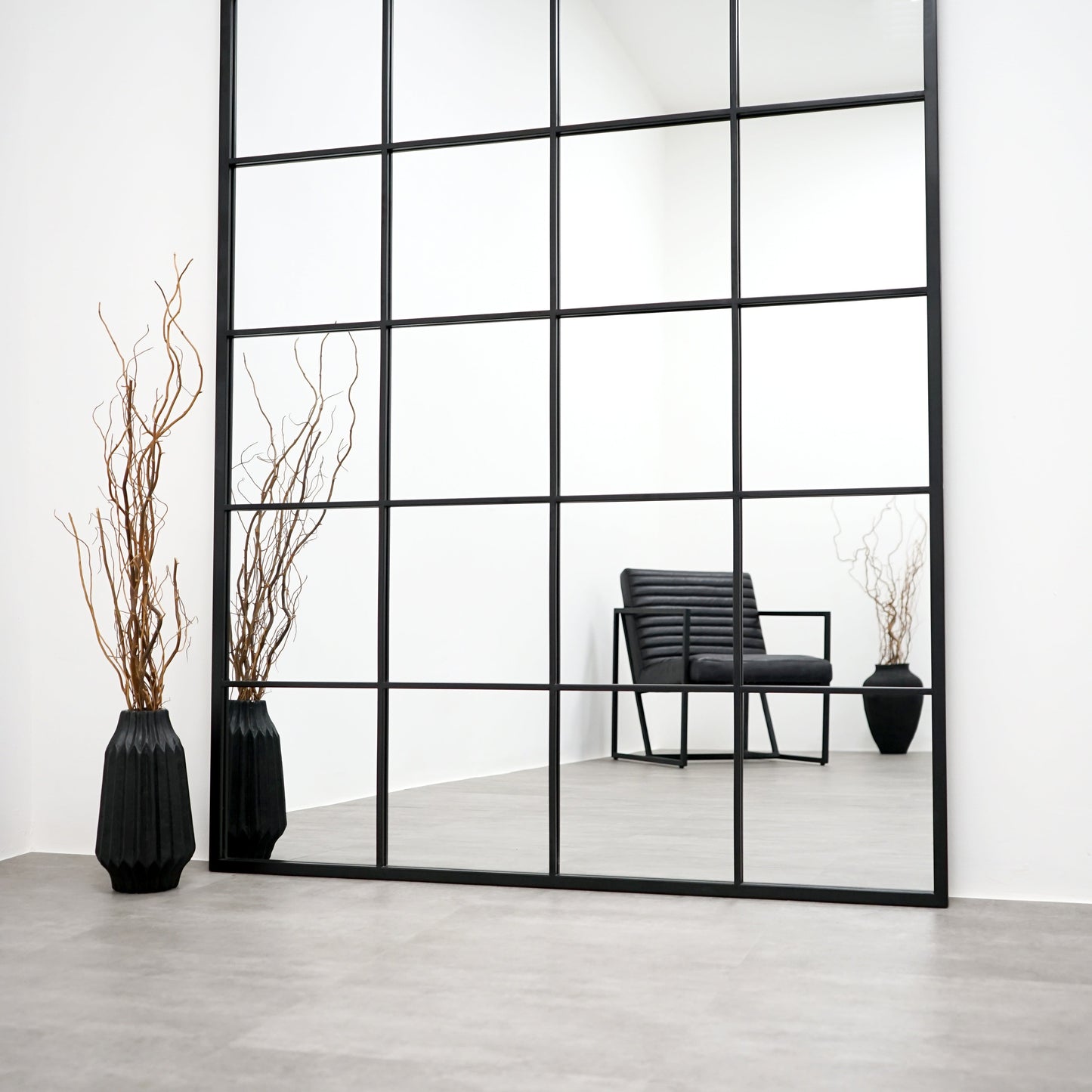 Brooklyn - Grande specchio a figura intera in metallo nero 210 cm x 120 cm