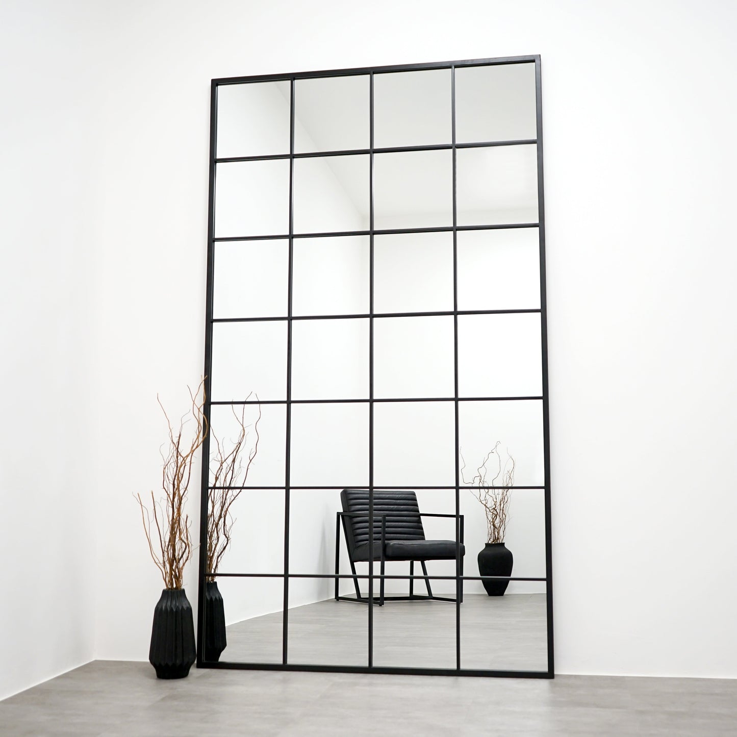 Brooklyn - Grande specchio a figura intera in metallo nero 210 cm x 120 cm