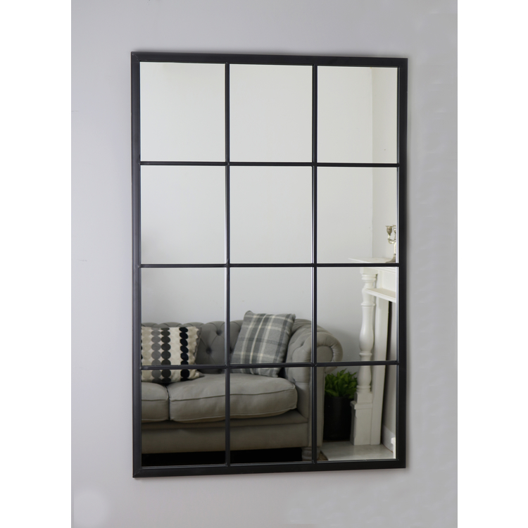 Brooklyn - Grande Specchio da Parete in Metallo Nero 120cm x 80cm