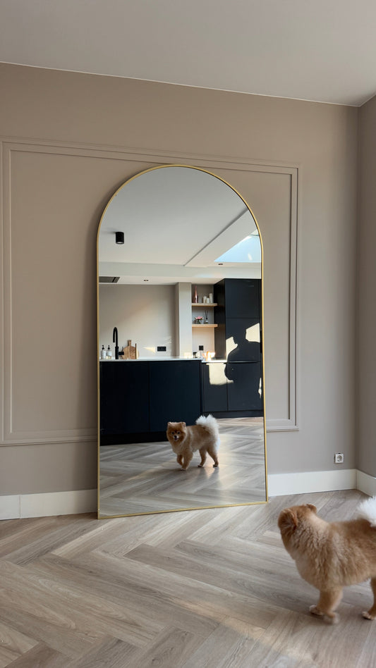 Specchio Rettangolare Moon Loft - Grande Formato 200x100 cm, Finitura Oro