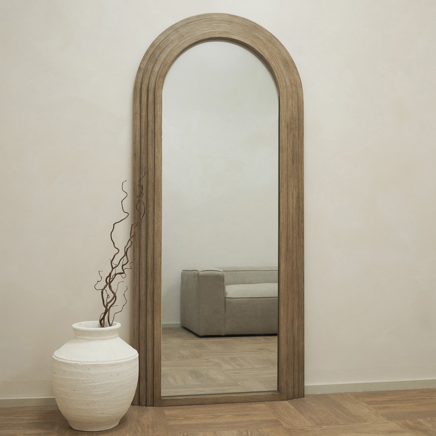 Luciana - Specchio ad Arco in Legno Lavato a Figura Intera 180cm x 80cm