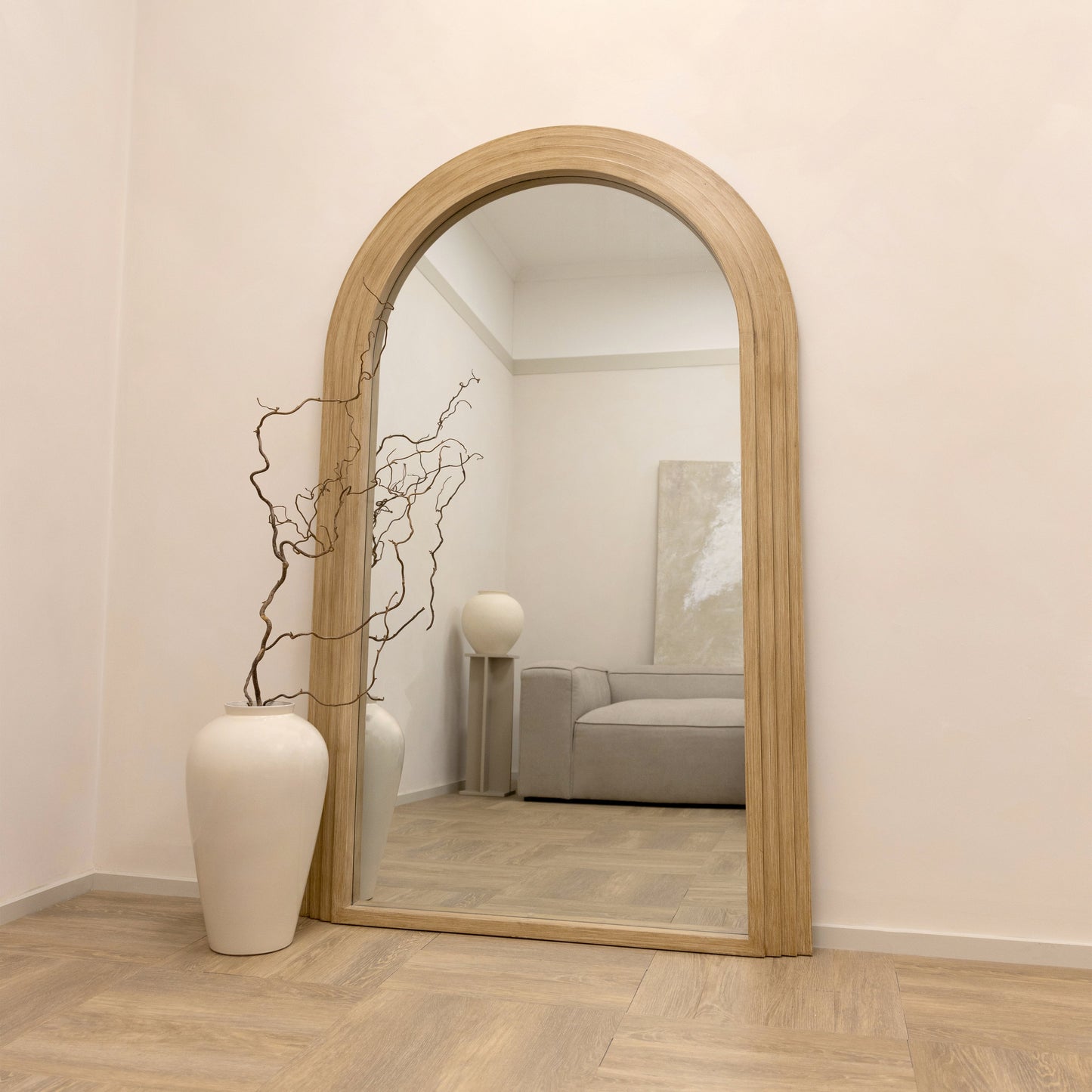 Luciana - Specchio ad Arco in Legno Lavato a Figura Intera 180cm x 110cm