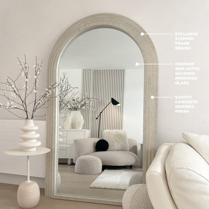 Luciana - Specchio ad Arco in Cemento a Figura Intera 180cm x 110cm