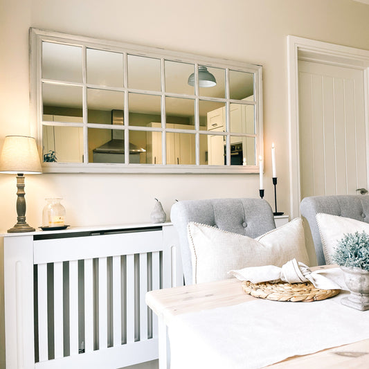 Sasha - Specchio a Finestra Rettangolare Shabby Chic Bianco 134cm x 70cm