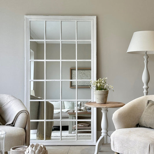 Sasha - Specchio a Finestra Shabby Chic Bianco a Figura Intera 180cm x 100cm