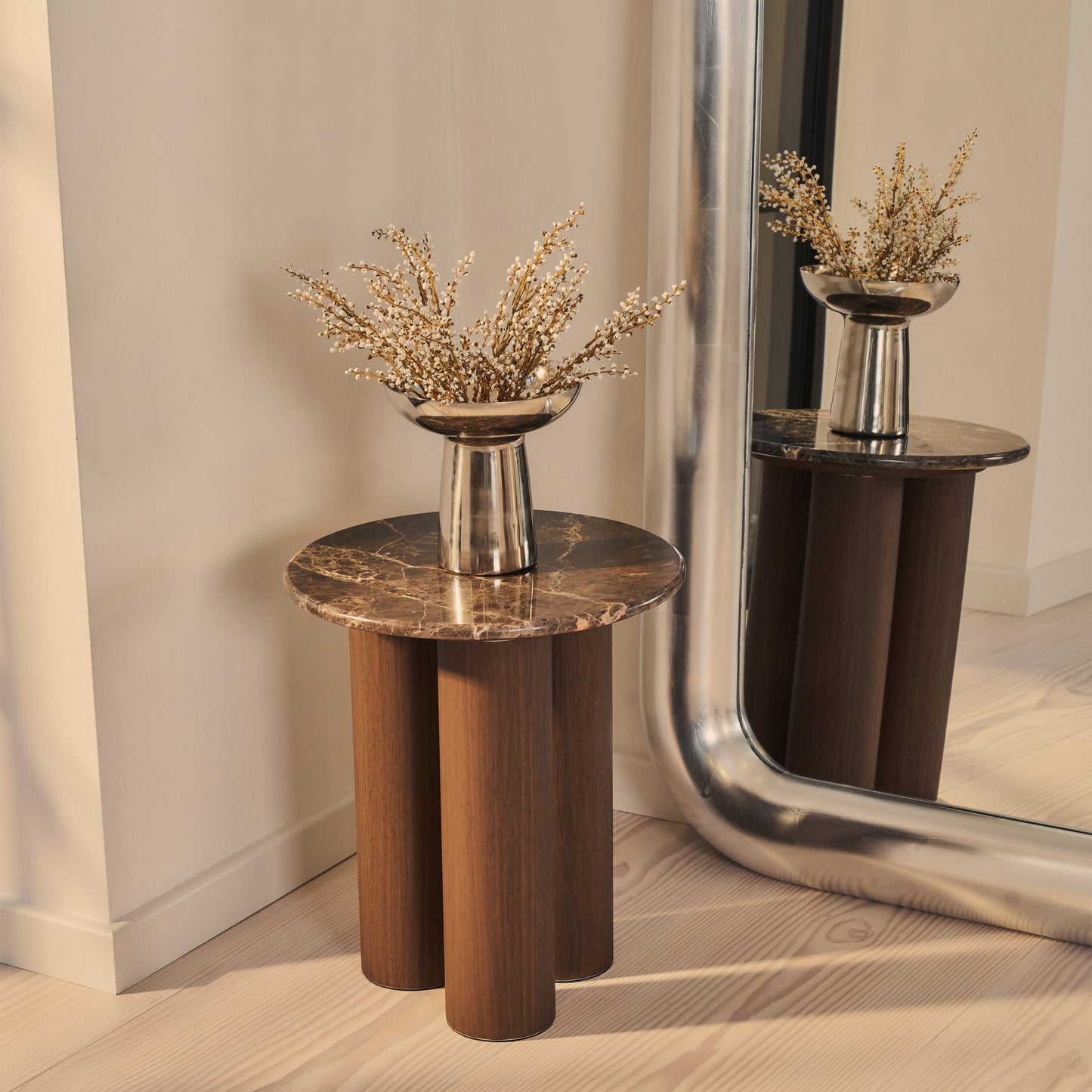 Obsidian - Specchio Grande ad Arco Cromato Spazzolato a Figura Intera 200cm x 120cm