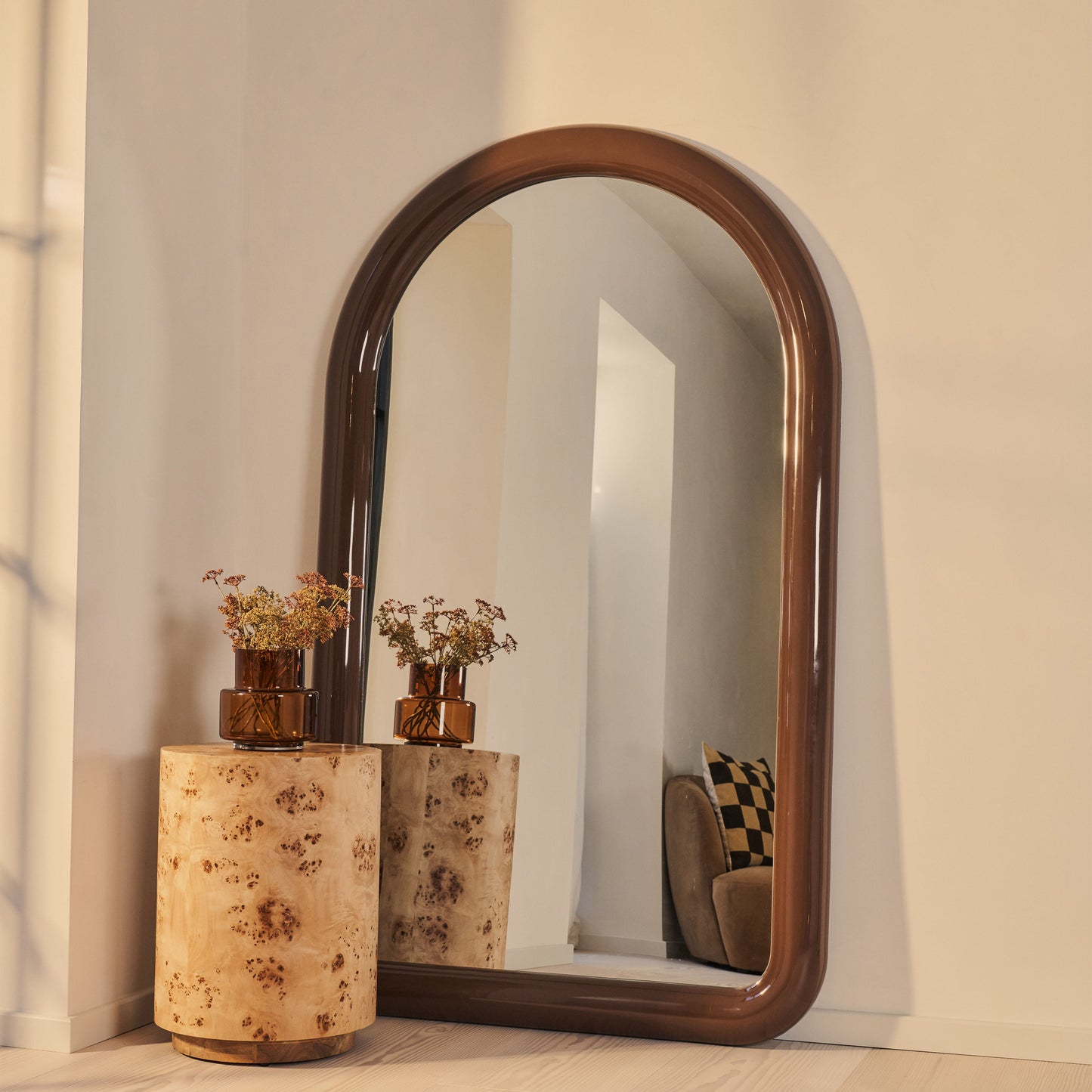 Obsidian - Specchio Grande ad Arco Lunghezza Intera Chocolate Gloss 200cm x 120cm