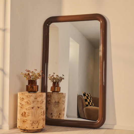 Obsidian - Specchio Grande Rettangolare Marrone Cioccolato Lucido a Figura Intera 200cm x 120cm