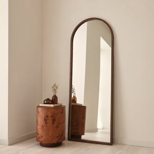 Arden - Specchio in Legno ad Arco a Figura Intera Legno Scuro 160cm x 60cm