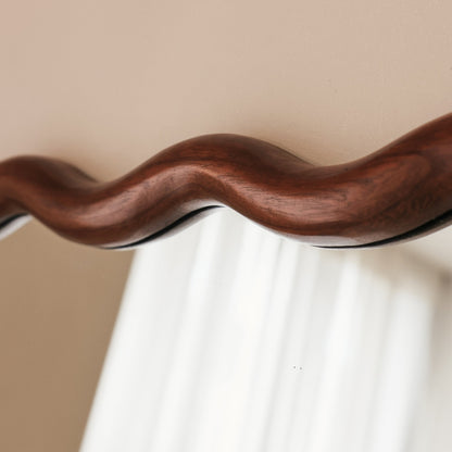 Marea - Specchio da parete retrò ondulato in legno scuro 100 cm x 70 cm