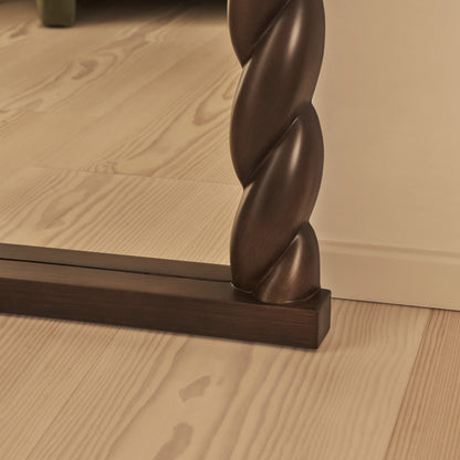 Ophelia - Specchio Grande ad Arco con Intreccio a Corda in Legno Scuro 180cm x 105cm