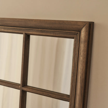 Sasha - Specchio a Finestra Rettangolare Shabby Chic in Legno Scuro 134cm x 70cm