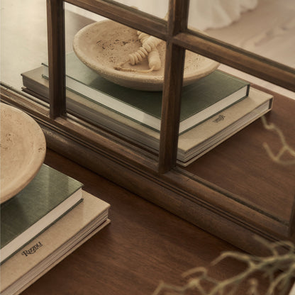 Sasha - Specchio a Finestra Rettangolare Shabby Chic in Legno Scuro 134cm x 70cm