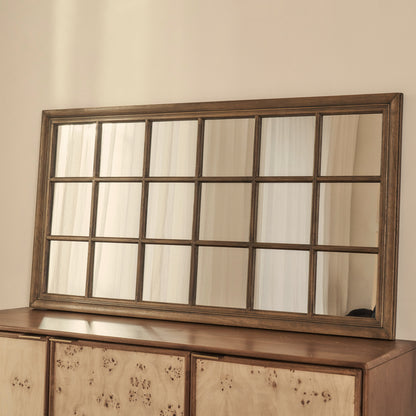 Sasha - Specchio a Finestra Rettangolare Shabby Chic in Legno Scuro 134cm x 70cm