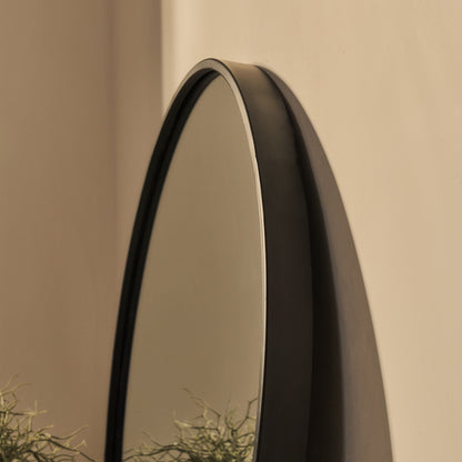 Metro - Specchio da parete rotondo in metallo nero 70cm x 70cm