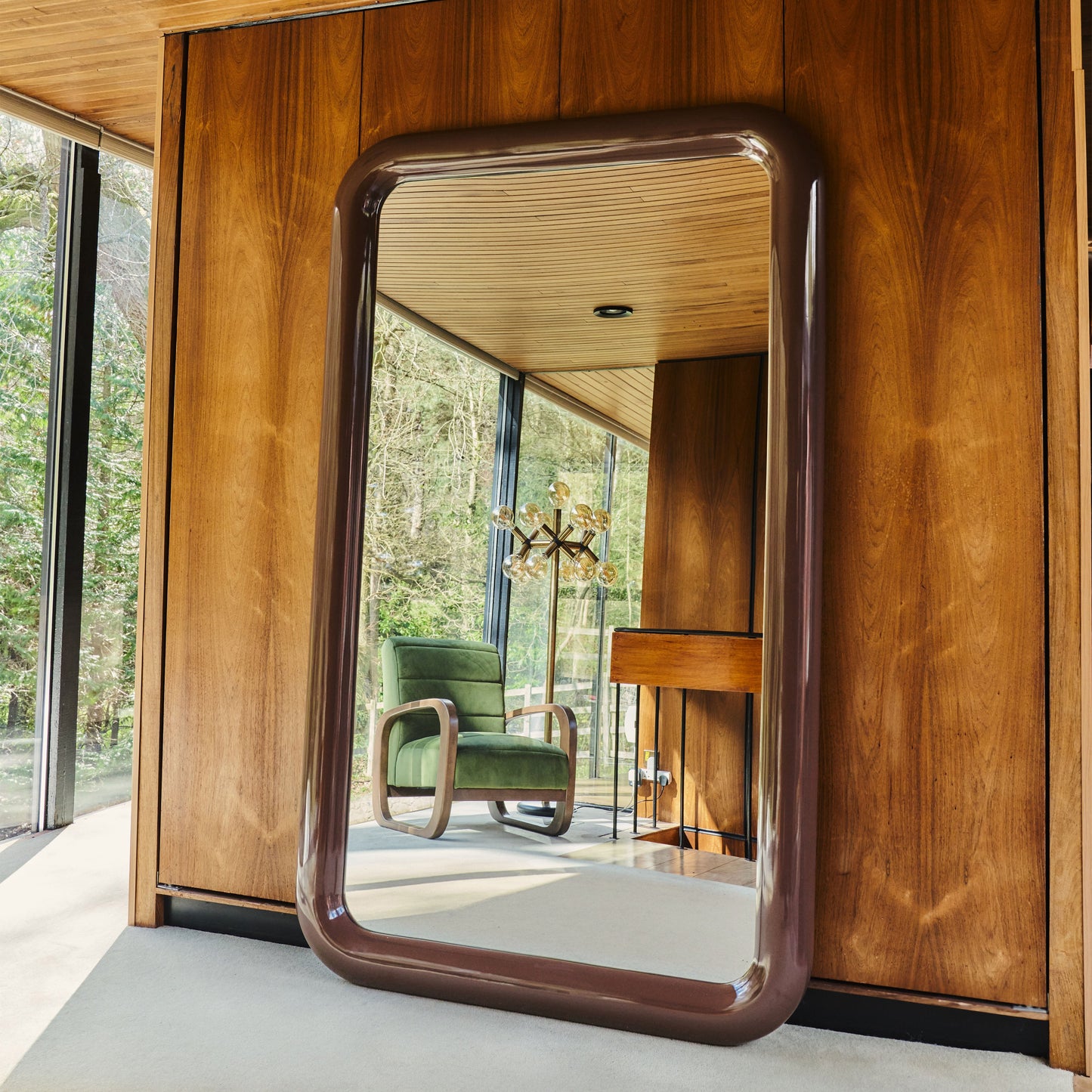 Obsidian - Specchio Grande Rettangolare Marrone Cioccolato Lucido a Figura Intera 200cm x 120cm