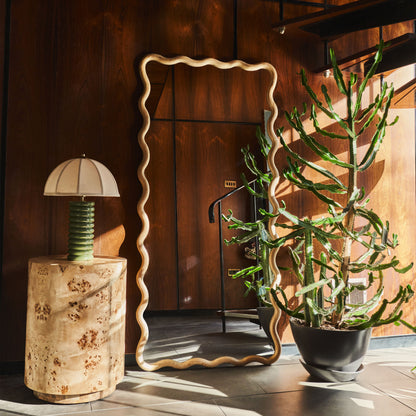 Marea - Specchio a figura intera retrò ondulato in legno chiaro 170 cm x 80 cm
