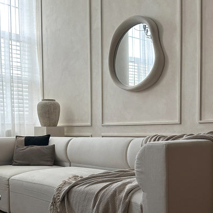 Wabi-Sabi - Specchio da Parete Irregolare in Cemento 80cm x 72cm