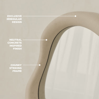 Wabi-Sabi - Specchio da Parete Irregolare in Cemento 80cm x 72cm