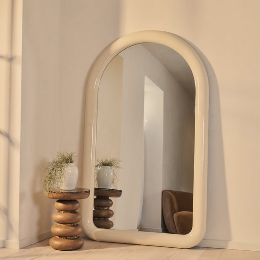 Obsidian - Grande specchio ad arco a figura intera avorio lucido 200 cm x 120 cm