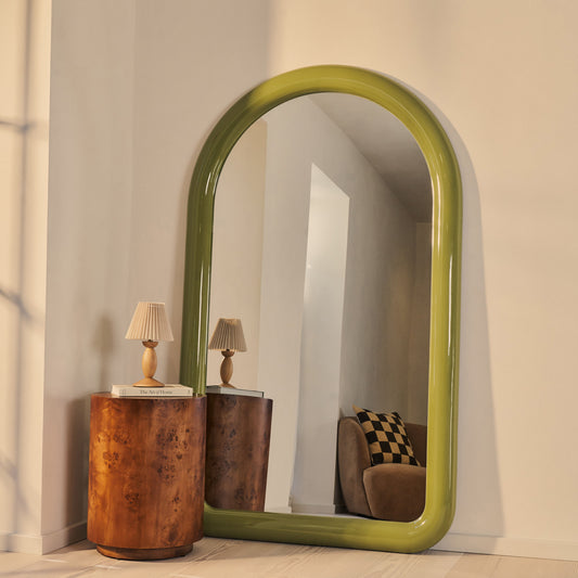 Obsidian - Specchio Grande ad Arco Lunghezza Intera Verde Oliva Lucido 200cm x 120cm