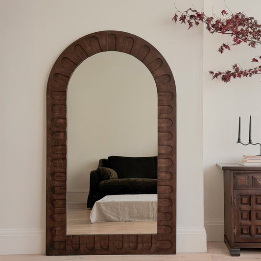 Valor - Specchio ad Arco Premium Grande in Legno Scuro 190cm x 110cm