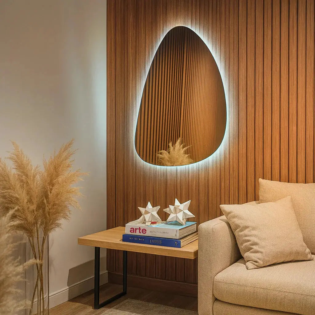 Specchio da Parete Organico Moderno con Illuminazione LED Integrata