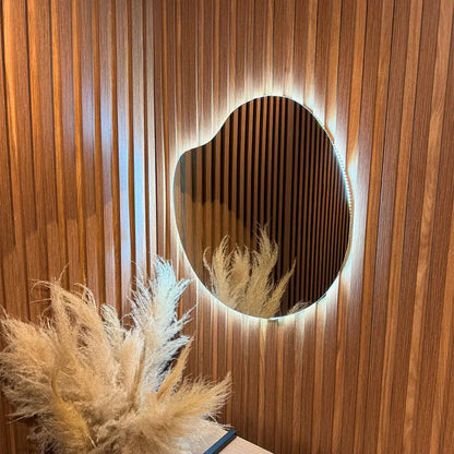 Specchio da Parete Organico a Forma di Mela con LED - Design Retroilluminato Premium (60x60 cm)