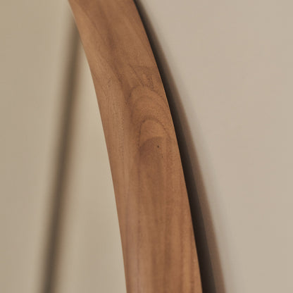 Amora - Grande specchio da parete rotondo in legno caldo 100 cm x 100 cm